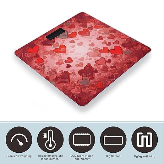 Love Heart Shape Bathroom Scale for Body Weight Bathroom Weighing Scale with Backlit LCD Display Highly Accurate Measures Weight Up to 180kg