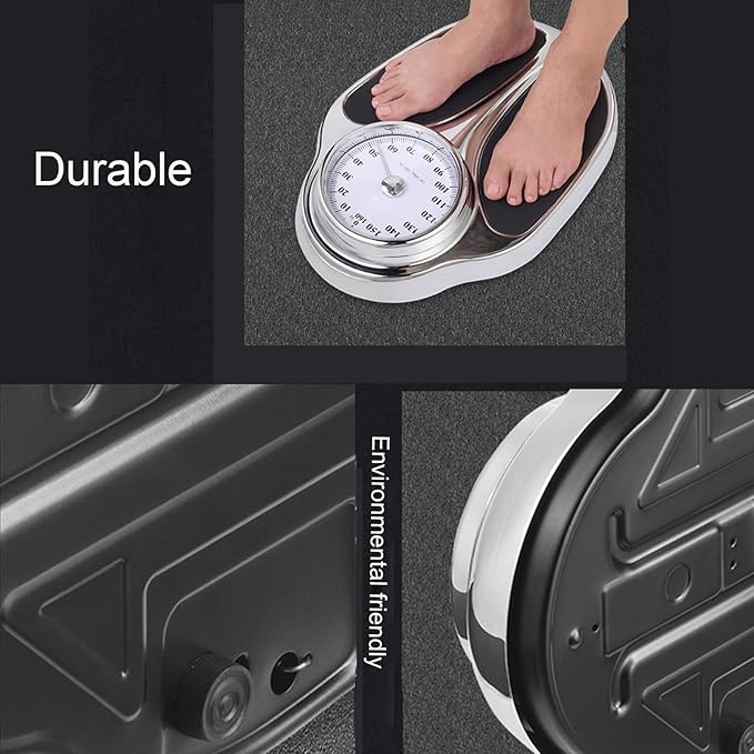 KROKII Mechanical Bathroom Scale High Precision Anti-Skid Body Weight Scales Mechanical Personal Scales Sturdy Metal Platform Oversized Precision Dial No Battery