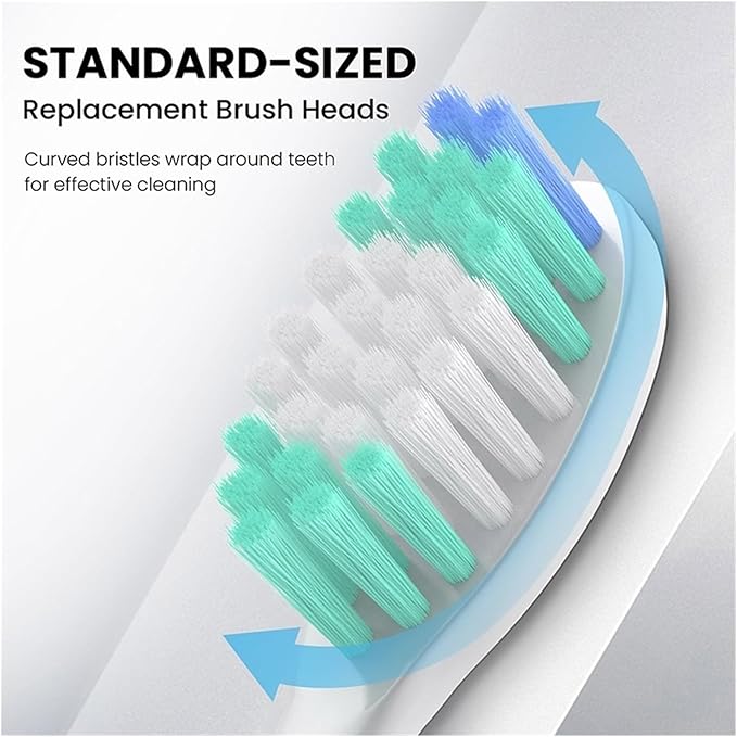 10 Pieces Large Brush Head Crescent-Shaped BristlesCompatible for Aquasonic Series Electric Toothbrush Soft Bristle(White)