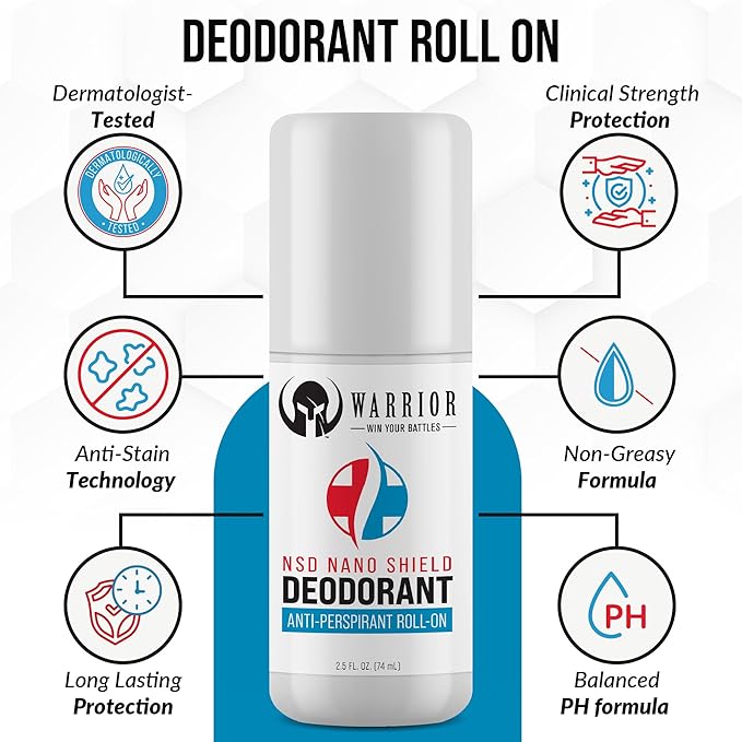 WARRIOR - WIN YOUR BATTLES- 3 in 1 Body Wash for Men &amp Women Travel Size Body Wash - 3 Oz | Nano Shield Antiperspirant Deodorant | Waterless Hypoallergenic Cleaning Wipes - 2.5 Oz