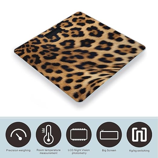 Rough Leopard Print Scale for Body Weight Digital Bathroom Scale Accurate Smart Weight Scales with Large Display Weighing Machine High Precision Scales