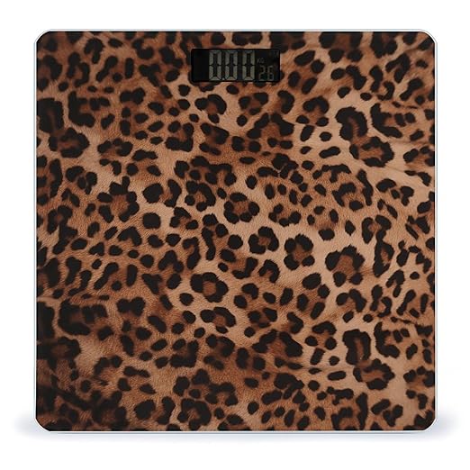 Leopard Print Bathroom Scale for Body Weight LCD Display Digital Bathroom Scale Tempered Glass Bathroom Weight Scales Fashion Smart Scales for Home Bedroom 400 Lb