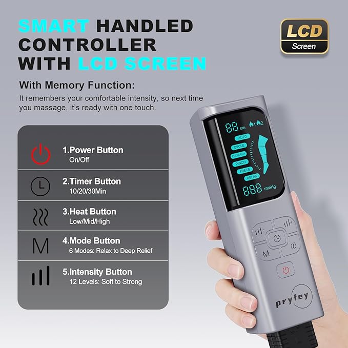 Leg Massager with Heat and Compression Foot Massager for Circulation and Pain Relief 3 Timers 12 Intensity 6 Modes3 Heating with Knee MassagerMother's Day Gifts for Man WomanBlack