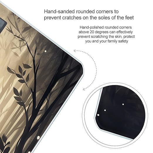 Hand Drawn Black Cat Scale for Body Weight Accurate Digital Bathroom Scale Toughened Glass High Precision Scales Smart Weight Scales with Large LCD Backlight Display Weighing Machine
