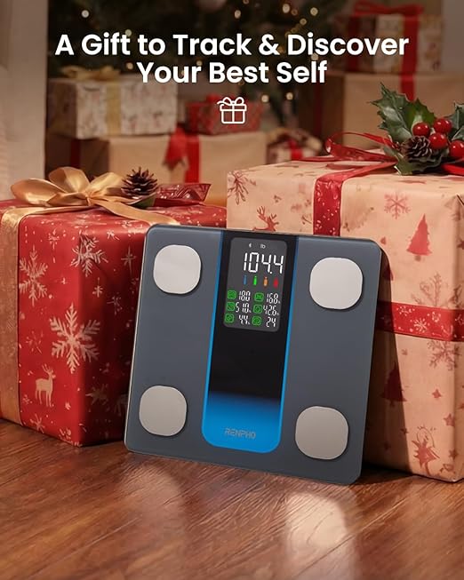 RENPHO Smart Scale for Body Weight Weight Scale with 7-in-1 Large Display for BMI Body Fat Muscle Mass 13 Body Composition High Accurate Bluetooth Scale 500lbs 11.8 Elis 2XL