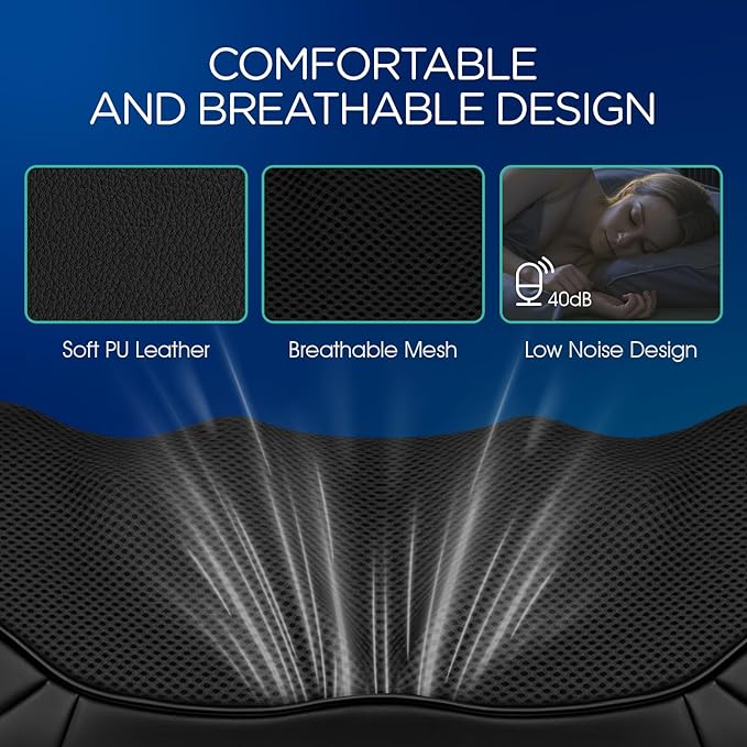 VOYOR-HEALTH Shiatsu Neck and Back Massager Electric Deep Tissue 4D Kneading Massage for Shoulder Lower Back Leg and Body Muscle Pain Relief Home &amp Office Use(Dark Black)