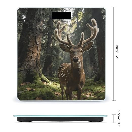 Deer in The Woods Smart Scale for Body Weight Digital Bathroom Scale Toughened Glass Weight Scale with Large LCD Backlight Display High Precision Scales Weighing Machine