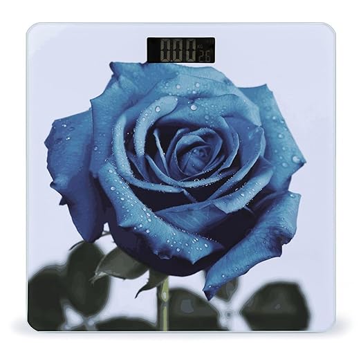 Blue Rose Blooms Bathroom ScaleHighly Accurate Digital Weighing Machine for People Bright LED Display Weight Scale for The Aldult Home Use