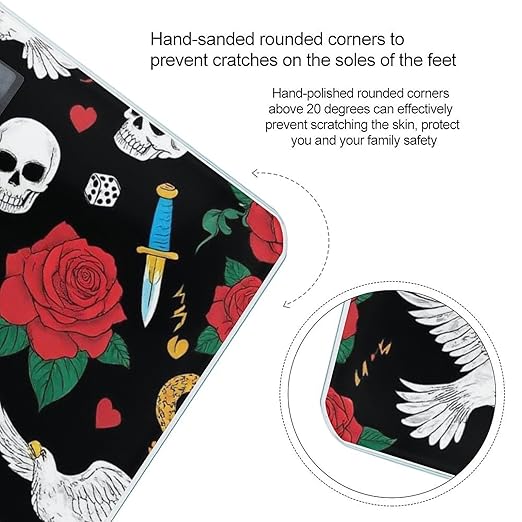 Smart Scale for Body Weight Automatic Switch Digital Bathroom Weighing Scale Cool Rock Wild Eagle Red Rose Skull Floral