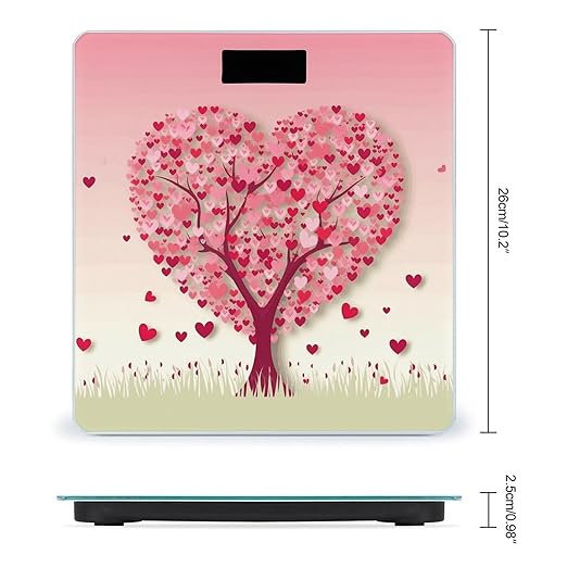 Heart Tree Weight ScaleClear LED Display Bathroom Digital Weighing ScaleTempered Glass Digital Bathroom Scale for Body Weight Capacity Up to 400 Lbs