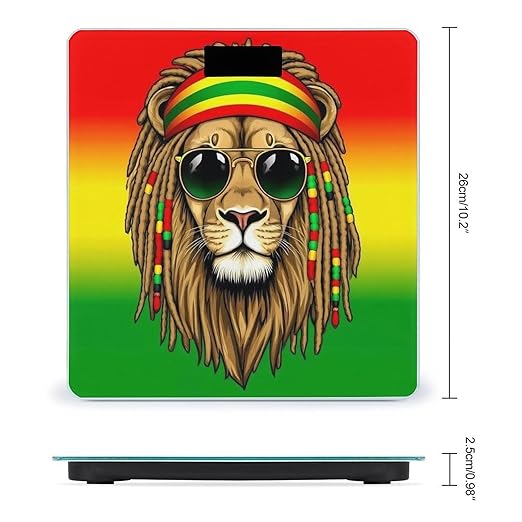 Smart Scale for Body Weight Automatic Switch Digital Bathroom Weighing Scale Rasta Flag Rastafarian Reggae Lion
