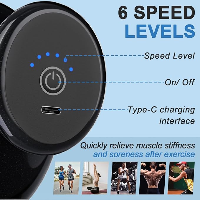 DEITY 4 Heads Handheld Massage Gun Deep Tissue Electric Body Massager Percussion Muscle Massager for Easing Shoulder and Back Tension with Reverse Thrust Function