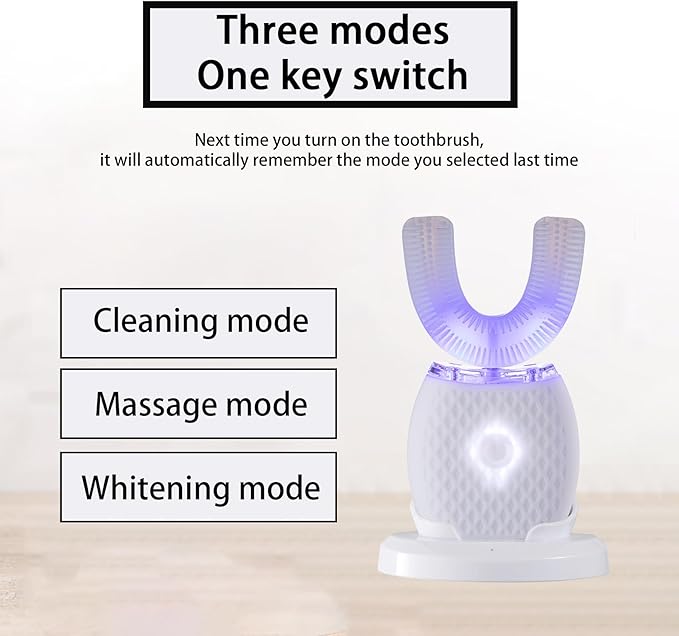 Automatic Toothbrush for Adults - Ultrasonic Electric Toothbrush 30s Timer Soft Bristles Wireless Charging Washable Portable for Travel &amp Home Use Dual-use (White Adult)