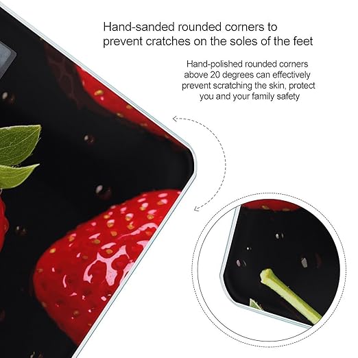 Strawberry Scale with LCD Easy-to-Read Anti-Slip Weight Digital Bathroom Scale Precision Weighing Scales Sturdy Tempered Glass Body Weight Scales for Daily Use