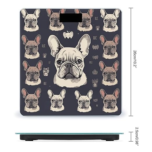 I Love French Bulldog Bathroom Scale for Body Weight LCD Display Digital Bathroom Scale Tempered Glass Bathroom Weight Scales Fashion Smart Scales for Home Bedroom 400 Lb