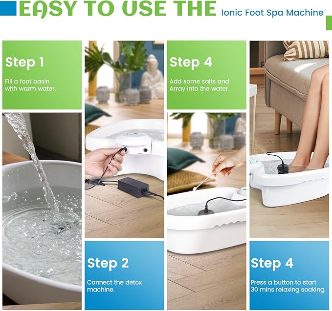 Ionic Foot Bath Detox Machine Foot Detox Machine Portable Ionic Spa Bath for Home Use100 Liners 2 Arrays