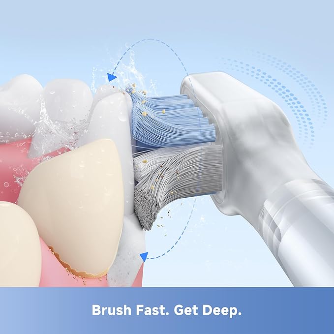 Mova Fresh SweepDrive Electric Toothbrush Rechargeable Electric Power Toothbrush for Adults Intuitive Pressure Sensing 3-in-1 Replacement Brush Head with Holder 30 Days of Battery Life Black