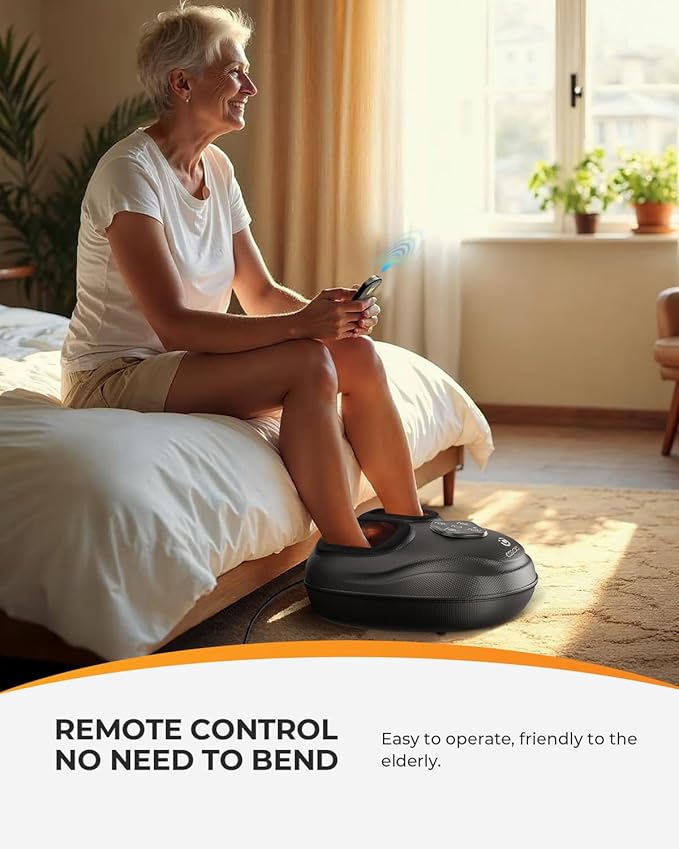 CooCoCo HSA Store Eligible Foot Massager with Heat Plantar Fasciitis Feet Massager with Remote Deep Kneading &amp Compression FSA Foot Warmer for Home Office Neuropathy Pain Relief for Feet
