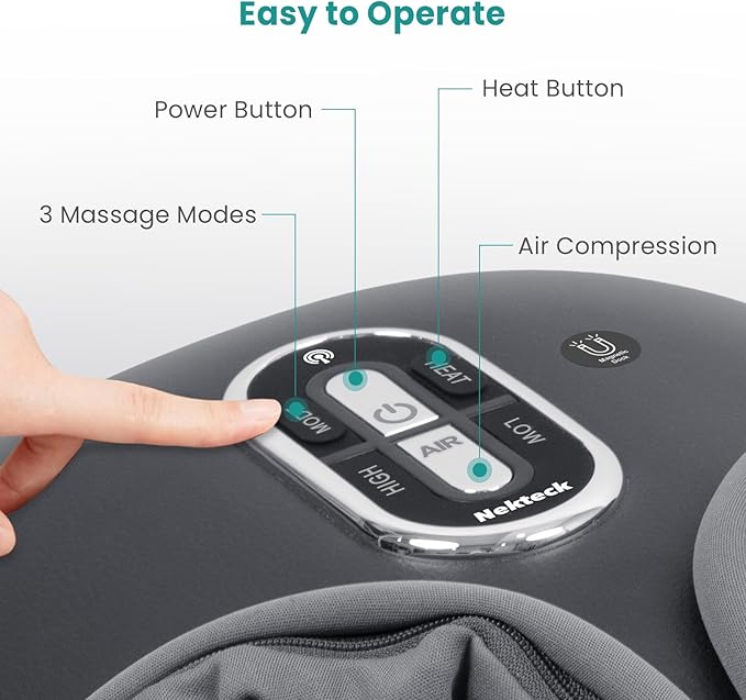 Nekteck Foot Massager with Heat: 2026 Upgraded Remote Control Shiatsu Feet Massager for Plantar Fasciitis Deep Kneading Therapy Air Compression Massage Tools for Foot Health Gifts for Men Women