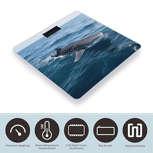 Whale Shark Bathroom Scale for Body Weight LCD Display Digital Bathroom Scale Tempered Glass Bathroom Weight Scales Fashion Smart Scales for Home Bedroom 400 Lb