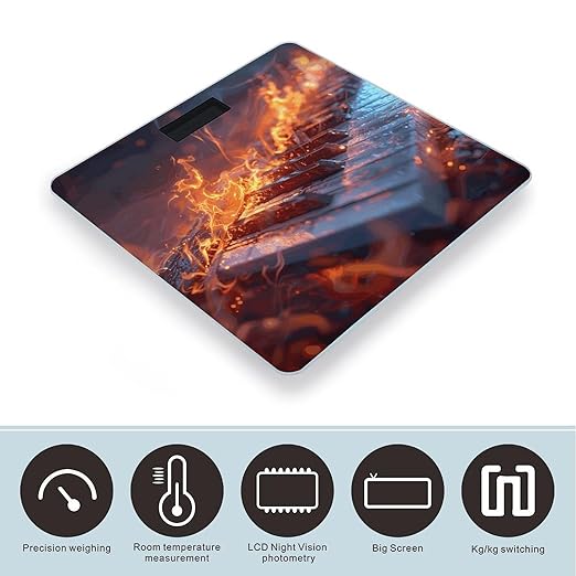 Ice and Fire Music Key Scale for Body Weight Highly Accurate Digital Bathroom Body Scale Digital Bathroom Scales for People Anti-Slip Large LCD Display Smart Scales