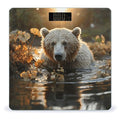 Bear Crossing The River Digital Bathroom Scale for Body Weight Weighing Scale with Backlit LCD Display High Precision Measurements &amp Measures Weight Up to 180kg