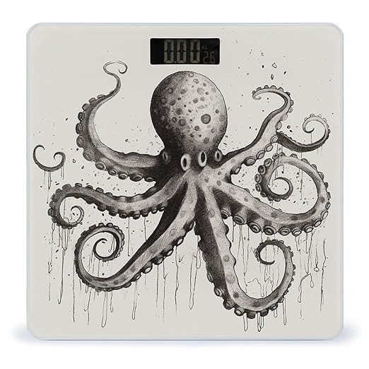 Octopus Scale for Body Weight Highly Accurate Digital Bathroom Scale Sturdy Tempered Glass Weighing Scales with LCD Display Fashion Body Fat Smart Scales 400lb