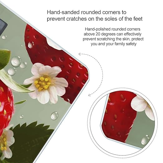 Lovely StrawberryScale for Body Weight with LCD High Precision Weighing Scales Fashion Sturdy Tempered Glass Weight Scales Easy-to-Read Digital Bathroom Scale for Daily 400lb
