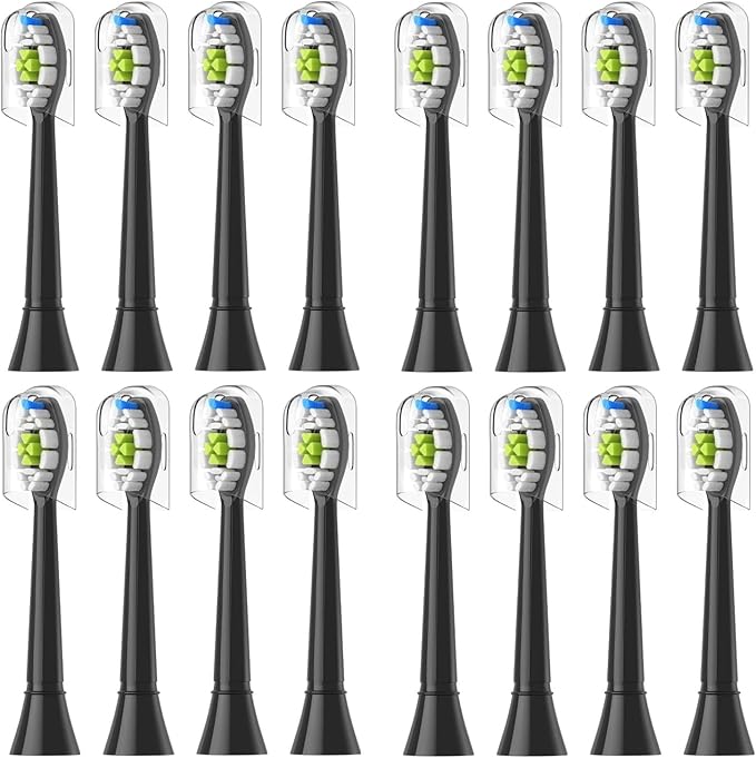 Replacement Toothbrush Heads Compatible for and Other Snap-On Handles(16pcs Black)
