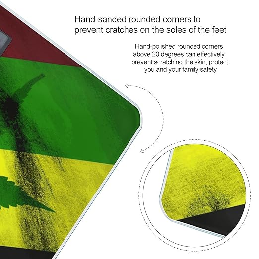 Jamaica Flag Leaves Digital Bathroom Scale for Body Weight with High Precision Digital Weighing Scale with BMI Clear LCD Display and Step-On Measures Weight Up to 180kg