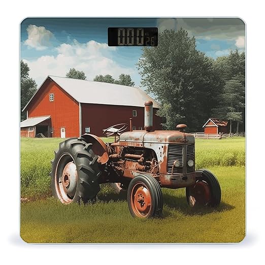 Company Farm Tractor Scale for Body Weight Safe Rounded Corners Tempered Glass Digital Bathroom Scale LED Display 400lb Capacity Weight Scales with High Precision Sensors