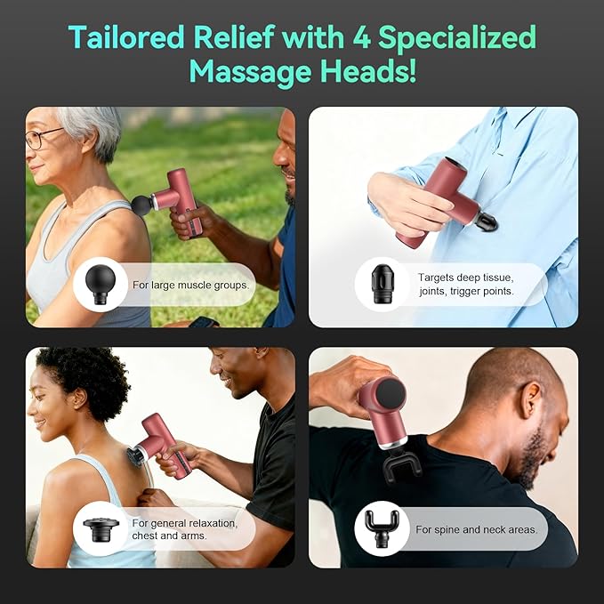 Mini Massage Gun Pocket-Sized Massage Gun Deep Tissue Quiet Portable Percussion Muscle Travel Massager GunBack/Neck Massager for Pain Relief Deep Tissue (Red)