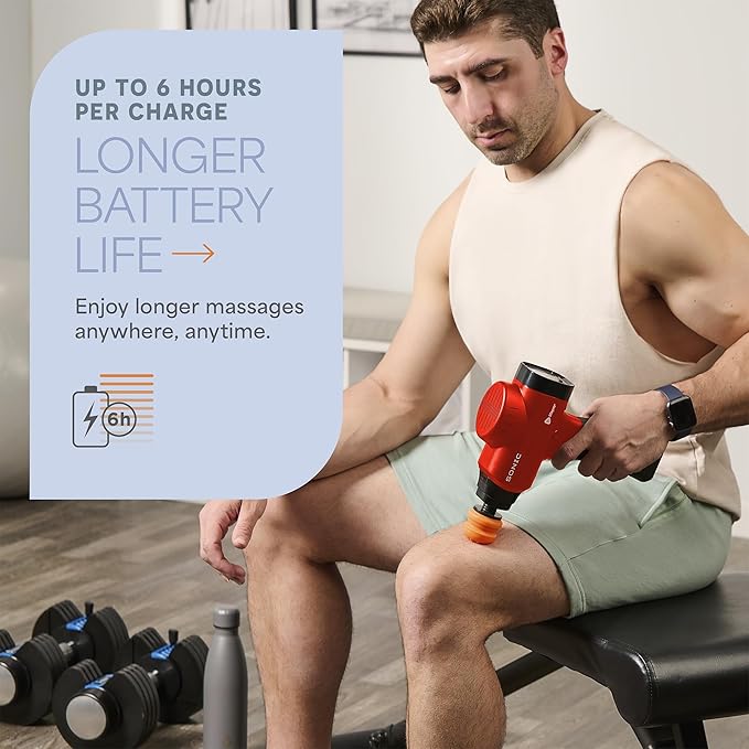 LifePro Sonic Massage Gun Deep Tissue – Quiet Handheld Percussion Massager for Athletes Pain Relief &amp Recovery – 8 Heads 5 Speeds Long Battery