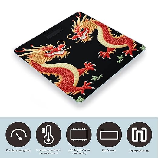 Women's Fashion Automatic Switch Digital Bathroom Weighing Scale Smart Scale Floral Chinese Japanese Dragon Flower