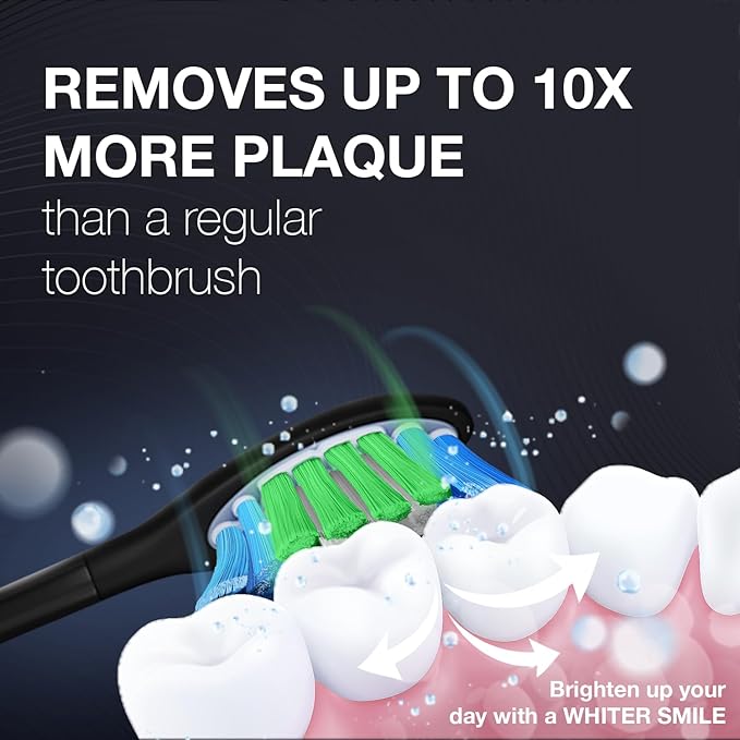 Wagner Stern VibroWave Plus Oscillation &amp Vibration Sonic Electric Toothbrush with 4 Brush Heads. IPX7 Waterproof.