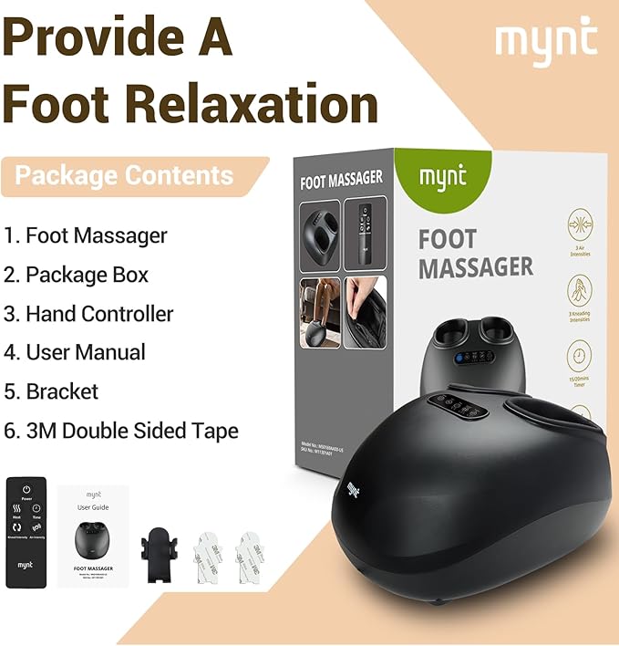 Mynt Shiatsu Foot Massager with Heat FSA Eligible HSA Approved Electric Foot Massage Machine for Plantar Fasciitis Neuropathy Deep Kneading with Control Gifts for Mom Dad Fits Up to 14