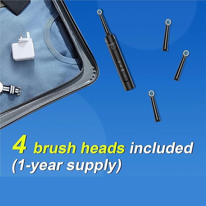 Compatible for Dr.Yadent Rotating Toothbrush - IPX7 Waterproof 3 Modes 4 Heads Rechargeable Battery for Adult Deep Cleaning