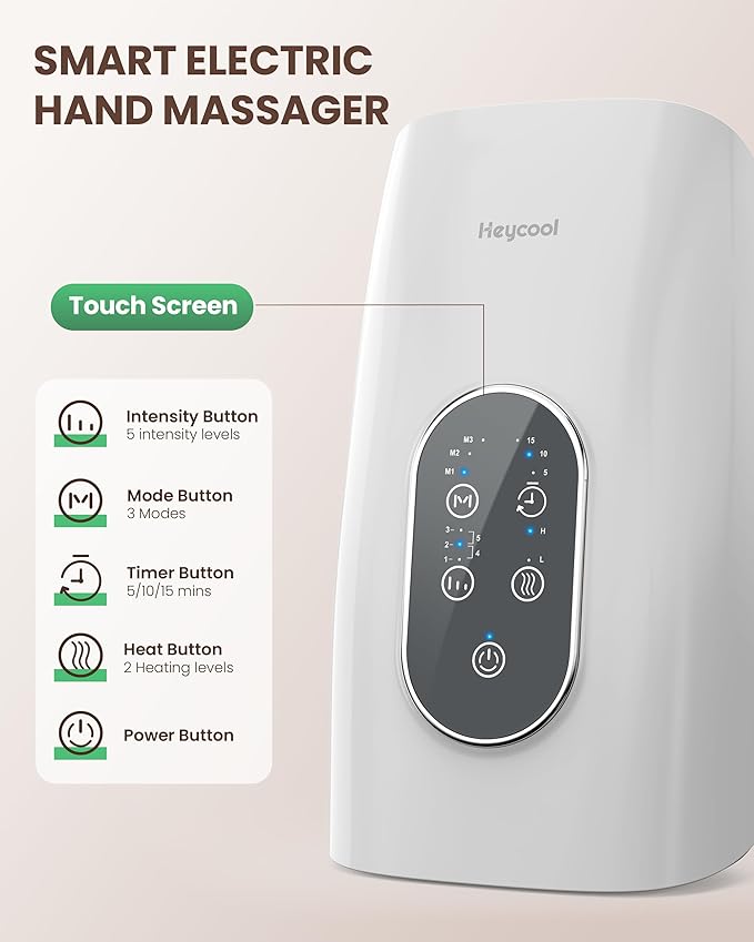 Upgrade Hand Massager for Arthritis and Carpal Tunnel Relief Cordless Wrist Hand Massager with Heat and Compression Gifts for Mom Women White