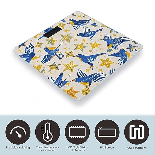 Star Bird Print Scale for Body Weight Smart Scales Digital Bathroom Scale High Precision Weighing Scales with Large Display Weighing Machine for People