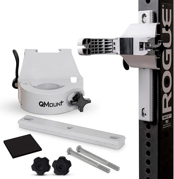 Massage Gun Holder - Power Rack Mounted - Fully Adjustable - Holds Firm Never Moves or Slips - Hands Free Back Massager - Rack Attachments - Massage Gun Attachments