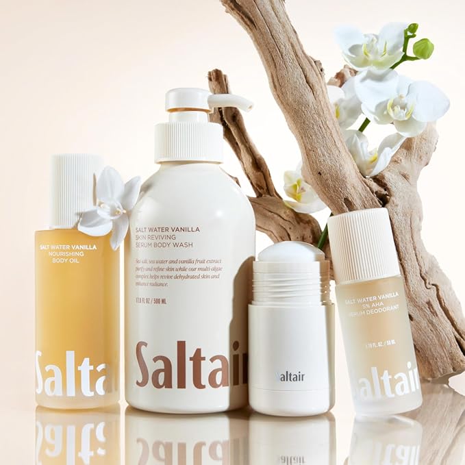 Saltair Body Wash 2-Pack – Salt Water Vanilla – Moisturizing Body Wash with Multi-Algae Complex – Scented Shower Gel for Women and Men – 2x 17oz – Vegan Cruelty-Free Paraben-Free