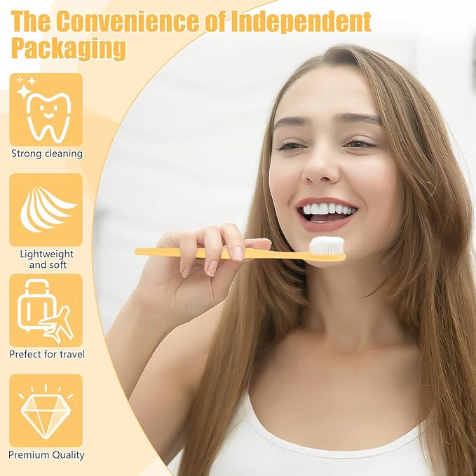 NICEMOVIC 500 Pack Disposable Toothbrushes Bulk with Toothpaste and Comb Travel Size Toothpaste Set Homeless Care Package Supplies for Bulk Individually Wrapped Disposable Travel Hotel Charity Yellow