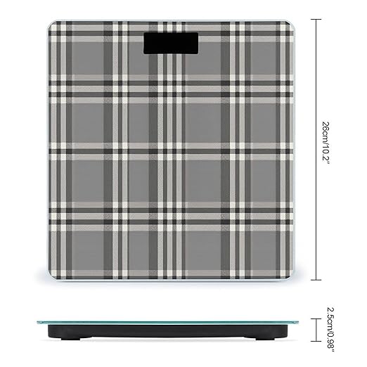 Gray Plaid Lines Scale for Body Weight Precision Bathroom Weighing Scales with Back Lit LCD Display Sturdy Tempered Glass Body Weight Scales Digital Bathroom Scale 400lb