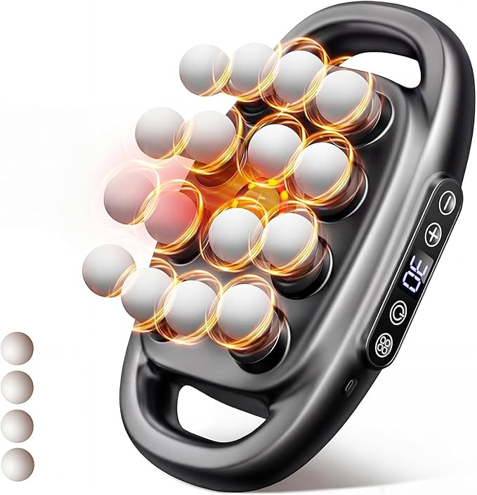 Deep Tissue Massage Gun 16 Head Percussion Massager with Heat &amp 3 Modes 30 Adjustable Intensities Low Noise Portable Electric Massager for Muscles Back Waist Legs