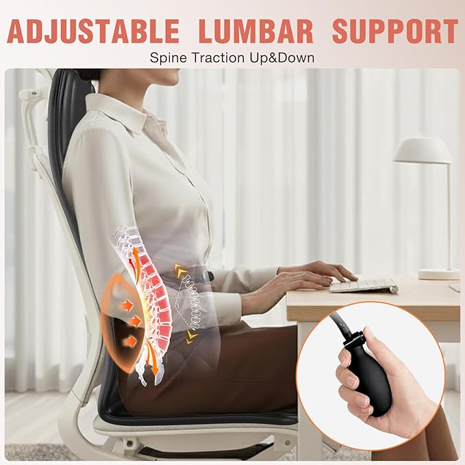 Massage Chair Pad with Adjustable Lumbar Support Back Massager with HeatChair Massager with 8 Vibration Motors for Stress and Fatigue Relief Deep Tissue Gift Massage Seat Cushion