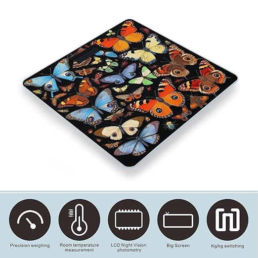 Digital Bathroom Weighing Scale Energy Saving Scale Smart Scale for Body Weight Moth Bee Butterfly Pattern