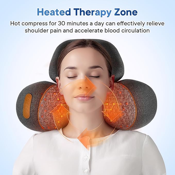 Neck Massager Pillow 3-in-1 Neck Massager Traction Massage with Heat Neck Pillow for Shoulder Pain Deep Tissue Pain ReliefRechargeable PillowIdeal Gift for Parents