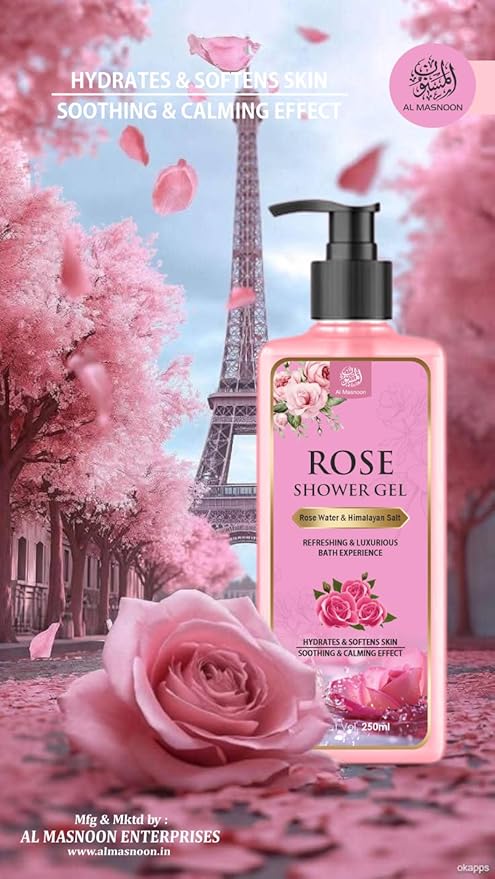 Rose Shower Gel with Himalayan Pink Salt – Luxurious &amp Refreshing Bathing Experience | 250 ml Pack of 1