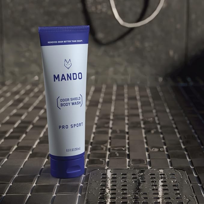 Mando Odor Shield Body Wash - Pro Sport and Mt Fuji Scents - 24 Hour Control Removes Odor Better than Soap | SLS and Paraben Free Skin Safe