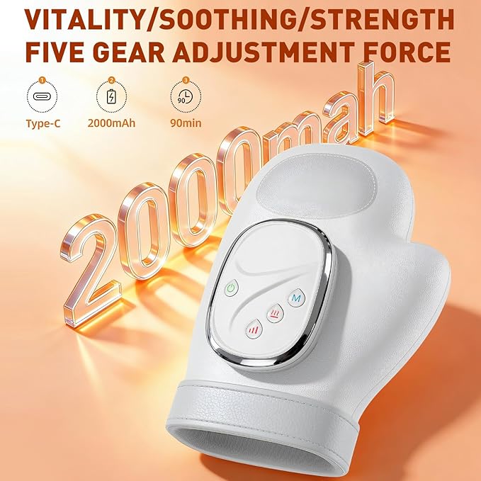 Hand Massager with Heat and Compression for Arthritis and Carpal Tunnel Relief 3 Modes &amp 5 Intensity 42°C Heat Finger Separation Design Rechargeable &amp Portable Handheld Massager at Home Of